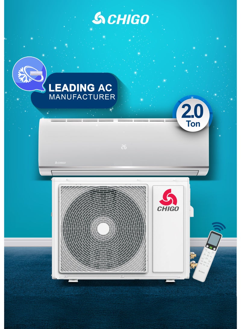 تشيجو مكيف هواء سبليت ٢ طن | ٢٤٠٠٠ وحدة حرارية بريطانية | تبريد فقط | مكيف استوائي T3 | ضاغط دوار | تدفق هواء رباعي الاتجاهات | إعادة تشغيل تلقائية | غاز R410a | زعانف ذهبية - CSA24CON - Image 1